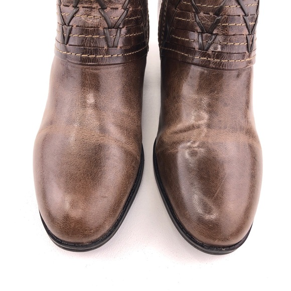 Earth Merlin Taupe Brown Leather Ankle Booties 7 B - Picture 10 of 12